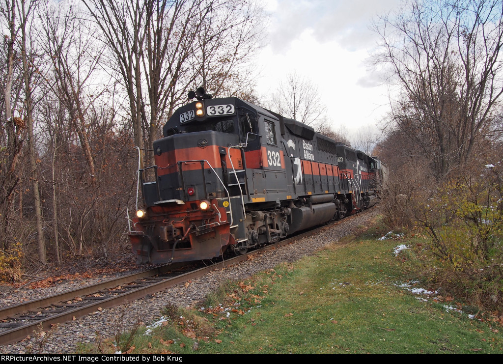 BM 332 leads the return leg of AD-1 back toward North Adams